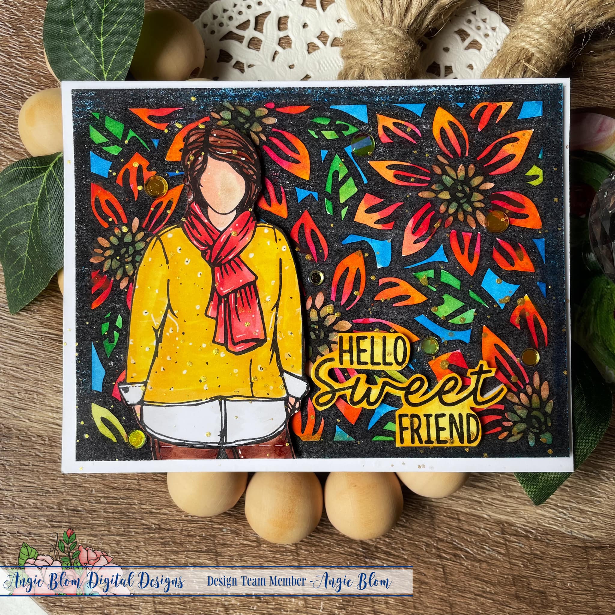 Sunflower Stain Glass Background and cutfiles
