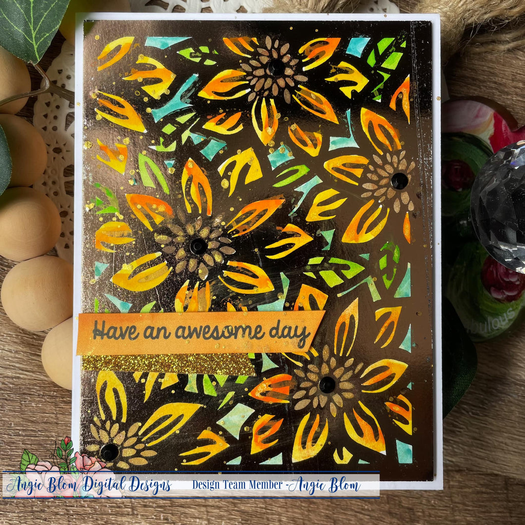 Sunflower Stain Glass Background and cutfiles