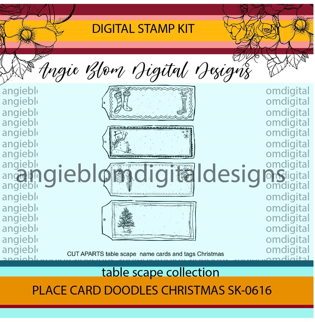 Place Card Doodles Christmas