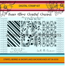 Load image into Gallery viewer, Stripes, Berries and Snowflakes Backgrounds