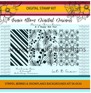 Stripes, Berries and Snowflakes Backgrounds