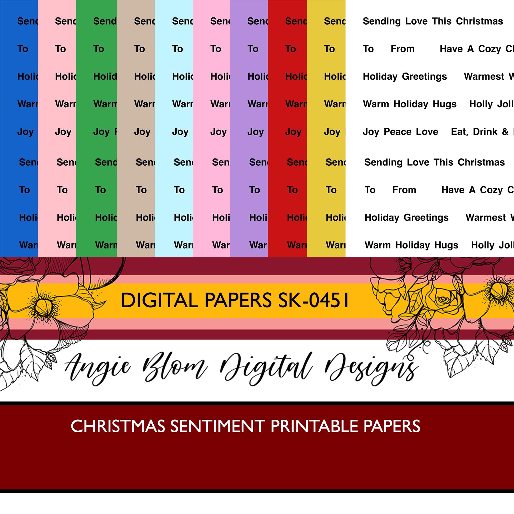 Christmas Sentiment Printable Papers