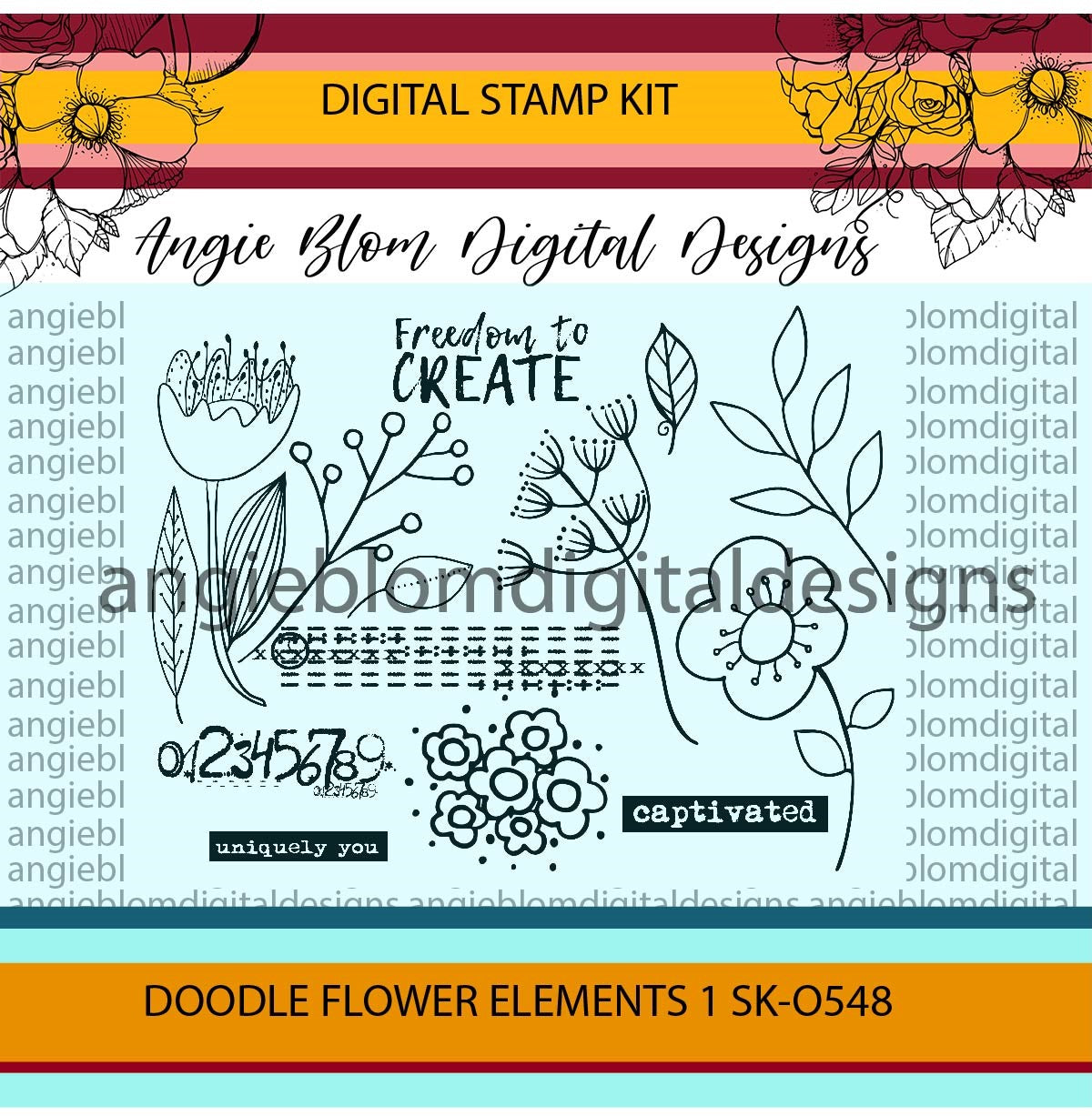 Doodle Flower Elements 1