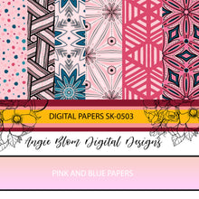 Load image into Gallery viewer, Pink and Blue Digital Papers