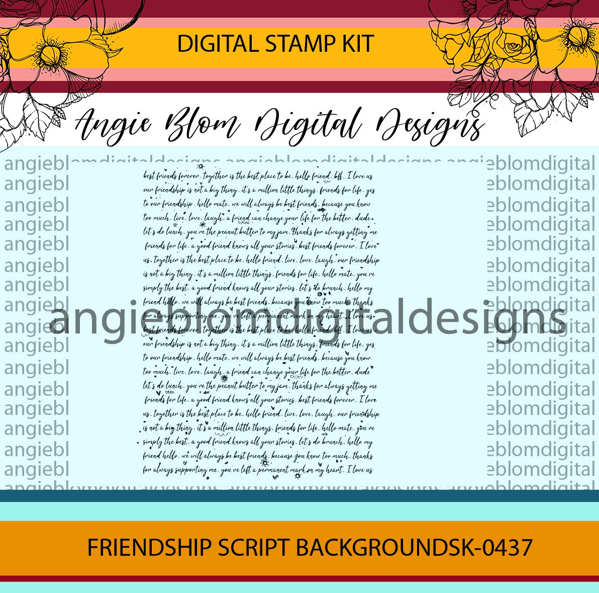 Friendship Script Background – Angie Blom Digital Designs