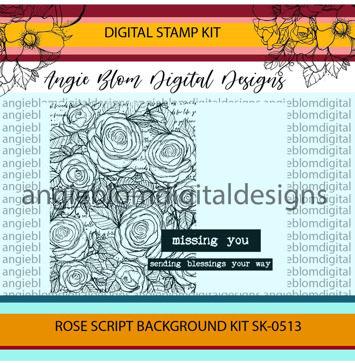 Rose Script Background Kit