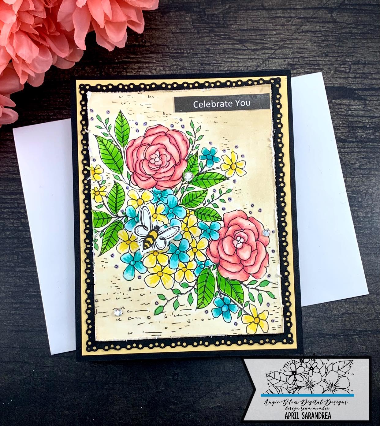 Flowers and Dash Background