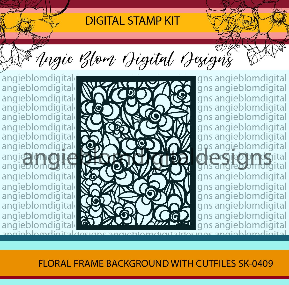 Floral Frame background with cutfiles