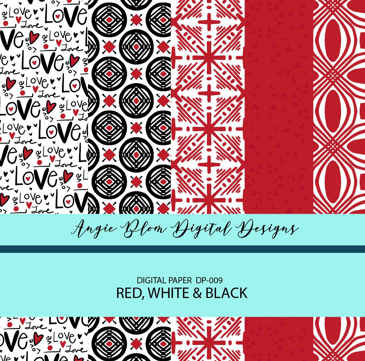 Red, White and Black digital papers
