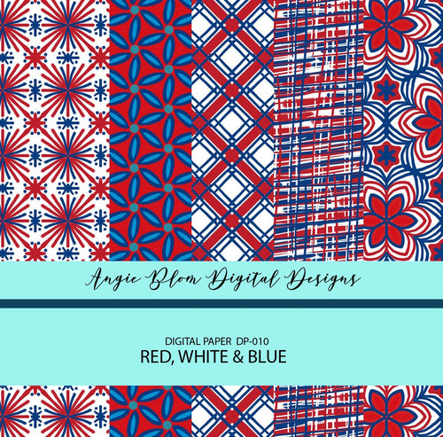 Red, White and Blue digital papers