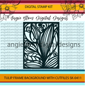 Tulip Frame Background with Cutfiles