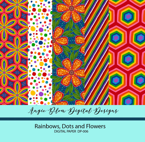 Rainbows, Dots and Flowers Digital Papers